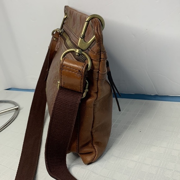 FOSSIL SASHA In British tanTOOLED FLORAL LEATHER BAG/CROSSBODY ZB2989 - Picture 2 of 9